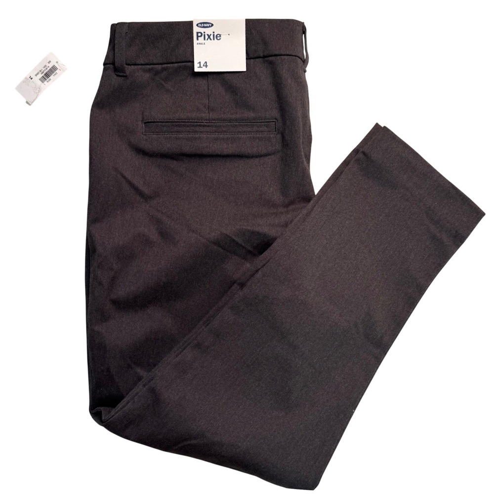 Old Navy Pixie Ankle Pants Womens 14 Gray Heather Mid Rise Slim Tapered